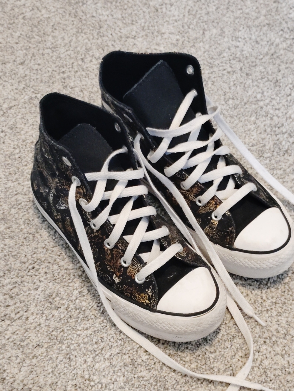 Converse Black/Gold "Butterfly Shine" High-Top Sneakers